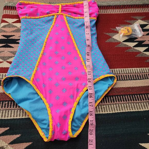 Marc Jacobs Cleo‎ Print Bandeau Maillot One Piece Swimsuit Sz S Colorful Vivrant - Picture 7 of 7